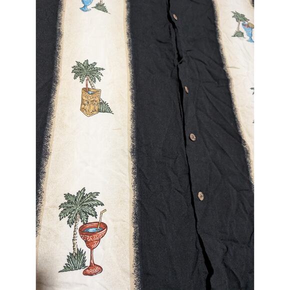 Batik Bay Shirt Mens XLT Tall Hawaiian Black Short Sleeve Collar Floral - Picture 3 of 5